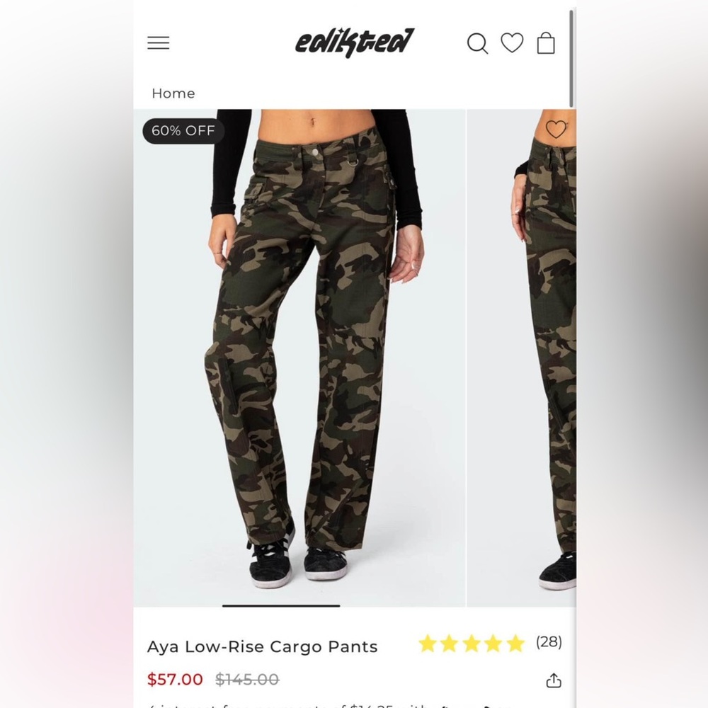 EDIKTED camo Low-Rise Cargo Pants